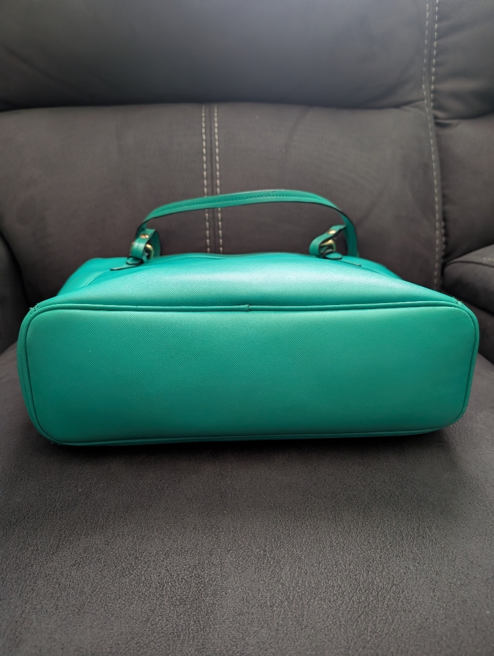 Coach Peyton Turquoise Tote with Gold Accent - Picture 3 of 13
